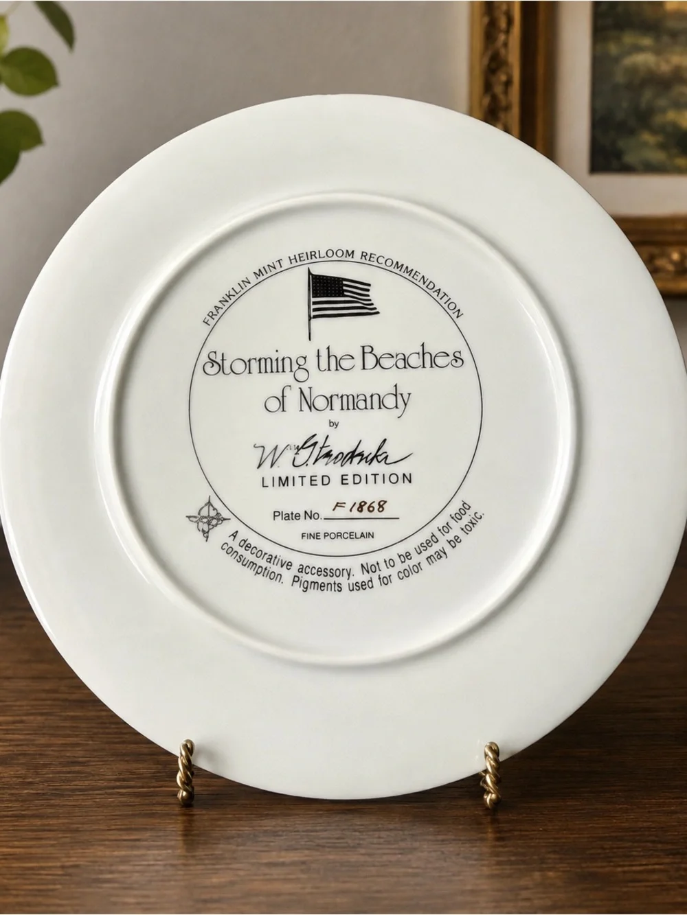 Franklin Mint Storming the Beaches of Normandy WWII Collector Plate Limited Ed